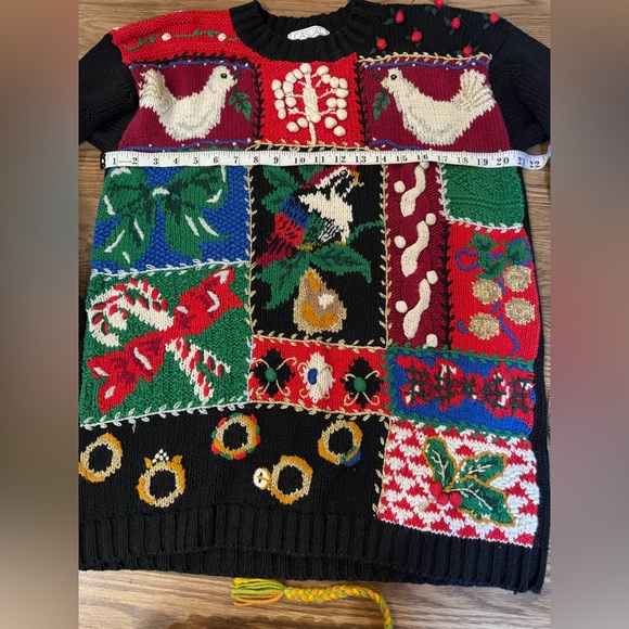 Casual Corner Black Multicolor Patchwork Sweater - Picture 3 of 7